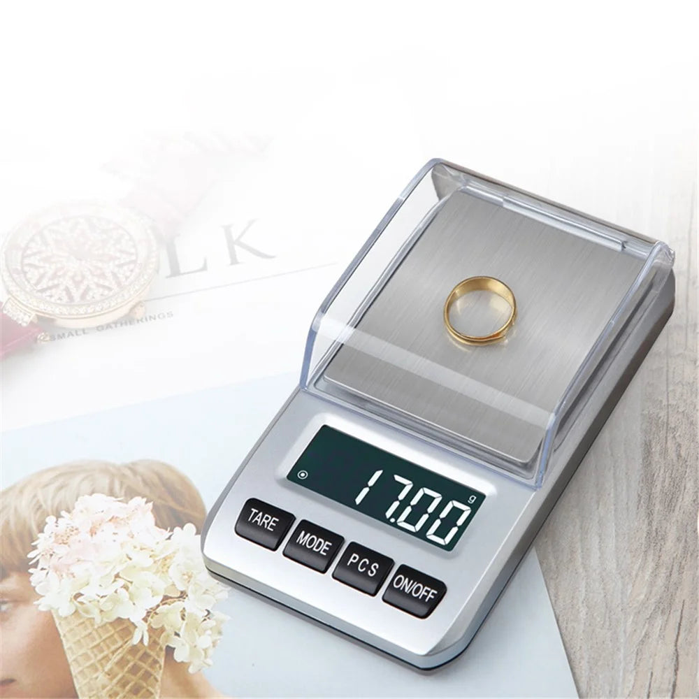 500g / 0.01g 6 Units Pocket Jewelry Scale Stainless Steel Mini Electronic Scale with 1g Calibration Weight - 5