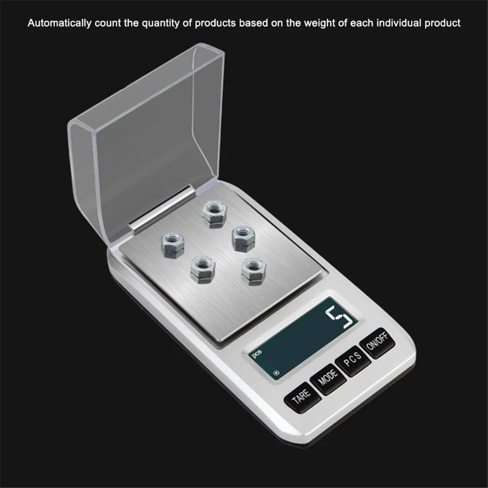 200g / 0.01g Stainless Steel Mini Electronic Scale 6 Units Pocket Jewelry Scale with 1g Calibration Weight - 6