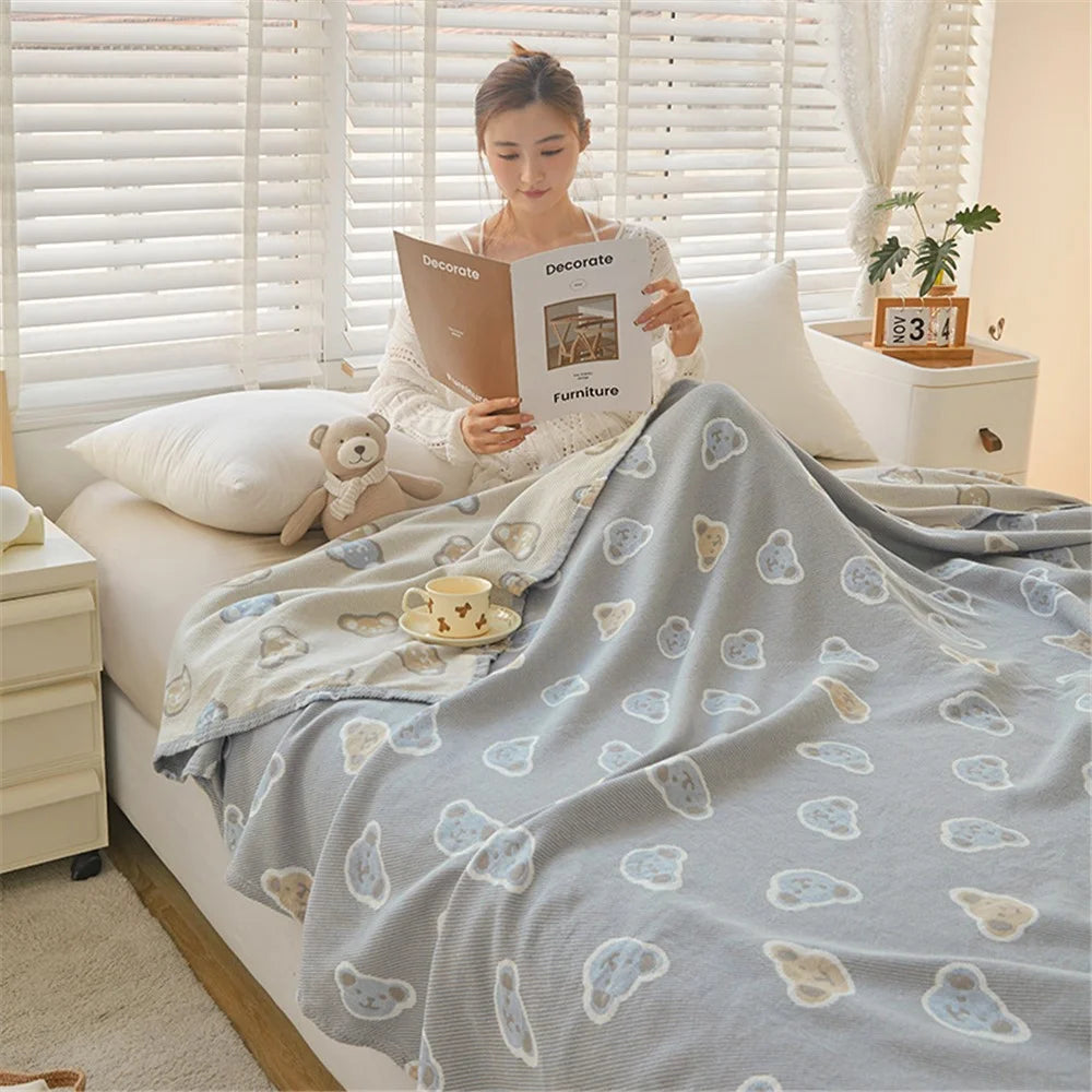 180x200cm Class A Cotton Gauze Blanket Home Summer Towel Quilt Air Conditioning Blanket - Cookie Bear - 1