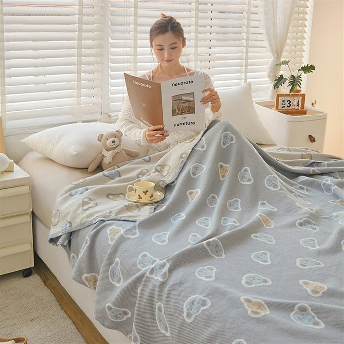 180x200cm Class A Cotton Gauze Blanket Home Summer Towel Quilt Air Conditioning Blanket - Cookie Bear - 1