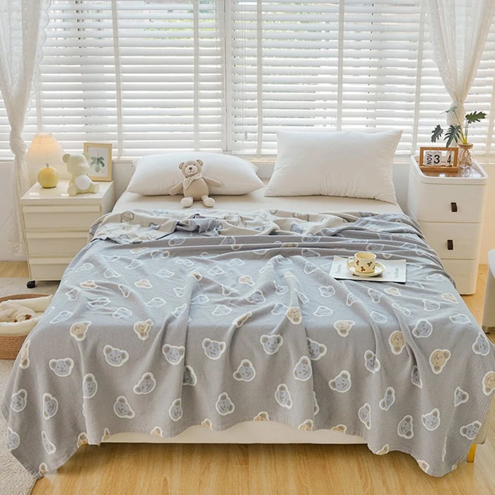 180x200cm Class A Cotton Gauze Blanket Home Summer Towel Quilt Air Conditioning Blanket - Cookie Bear - 2