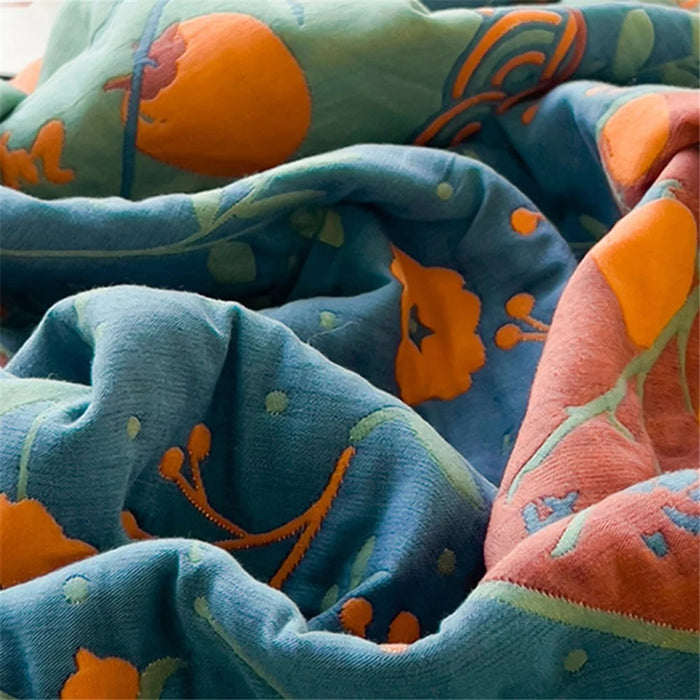 K-70 150x200cm Cotton Throw Blanket Towel Quilt + 2 Pillow Covers 3-Piece Bedding Set - Elegant Style - 5