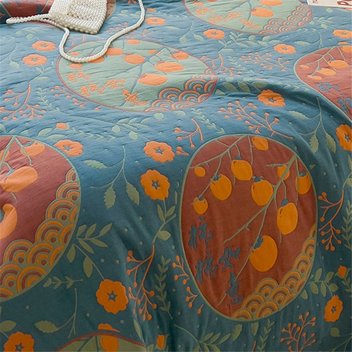 K-70 150x200cm Cotton Throw Blanket Towel Quilt + 2 Pillow Covers 3-Piece Bedding Set - Elegant Style - 6