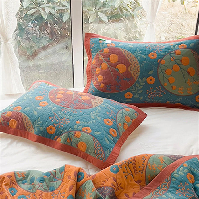 K-70 3-Piece Bedding Set 200x230cm Cotton Blanket Towel Quilt + 2 Pillow Covers - Elegant Style - 3