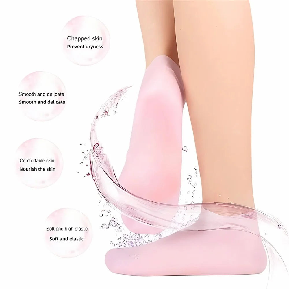 1 Pair Silicone Moisturizing Socks for Dry Cracked Feet Cracked Heels and Softening Rough Skin - White - 7