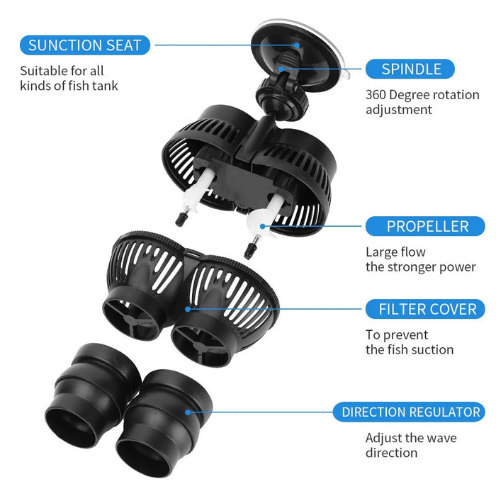 RS-308A 24W 12000L / H Double-head Flow Maker Pump for Fish Tank Wave Making Pump, EU Plug - 4