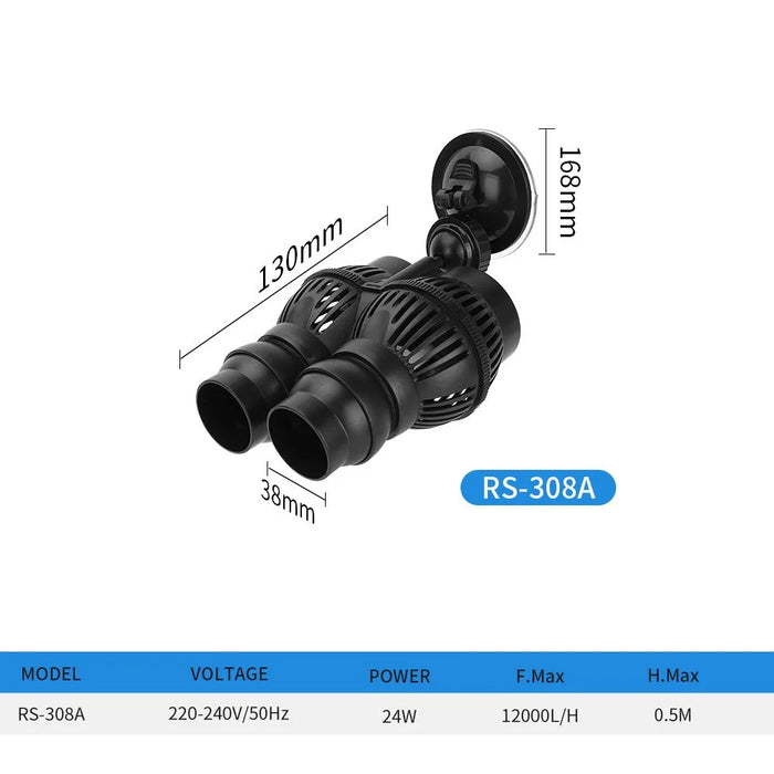 RS-308A 24W 12000L / H Double-head Flow Maker Pump for Fish Tank Wave Making Pump, EU Plug - 5