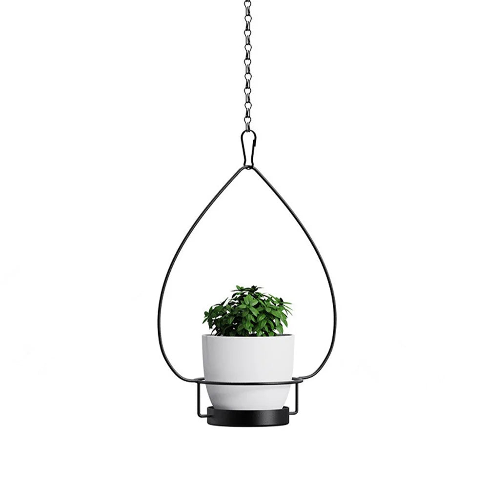 001-ZJ-YXH001 3Set Hanging Flower Pot with Extendable Hanging Rod Garden Basket Wall-Mounted Flowerpot - Black - 2