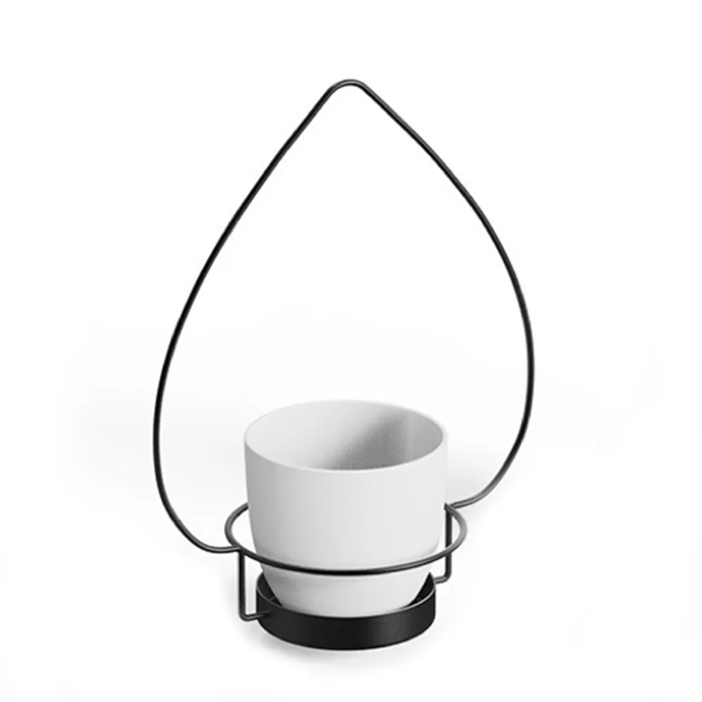 001-ZJ-YXH001 3Set Hanging Flower Pot with Extendable Hanging Rod Garden Basket Wall-Mounted Flowerpot - Black - 3