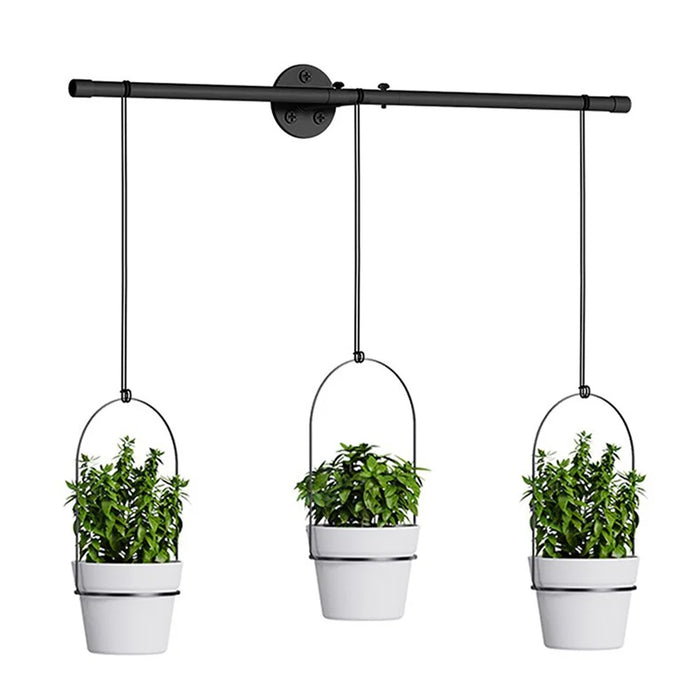 001-ZJY-PT3JB ZJY-PT3HB Detachable Wrought Iron Hanging Flower Pots with Plastic Baskets (Set of 3) - Black - 1