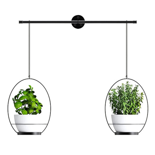 001 Hanging Flower Pots Wall-Mounted Planter Rod with Detachable Baskets (Set of 2) - Black - 1