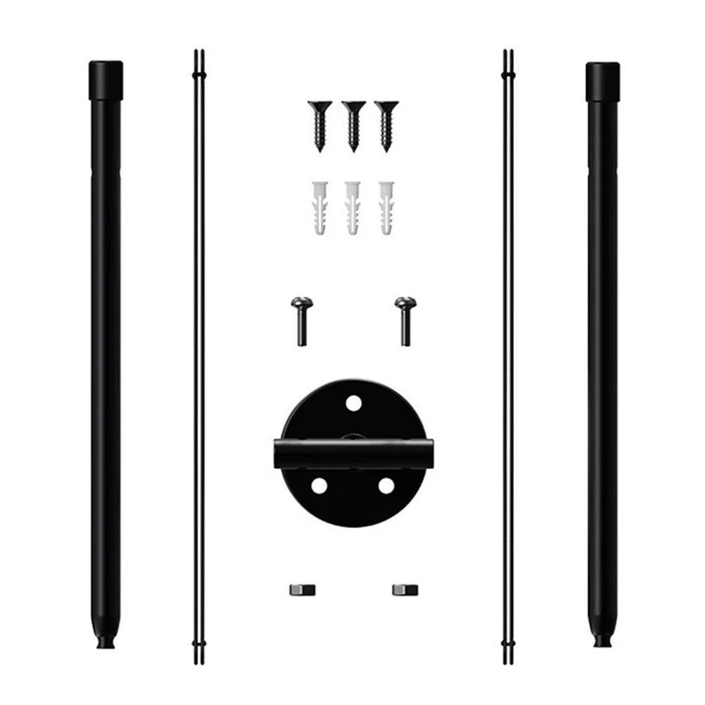 001 Hanging Flower Pots Wall-Mounted Planter Rod with Detachable Baskets (Set of 2) - Black - 6