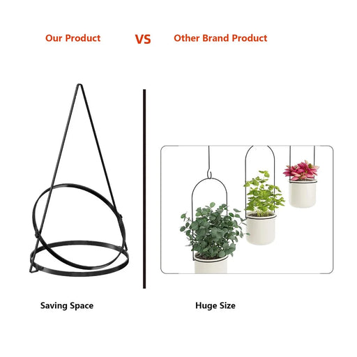 001-ZJY-ST3J ZJY-ST3H Set of 3 Hanging Flower Pot Holder Wall-Mounted Planters Hanger - Black Basin Ring - 2