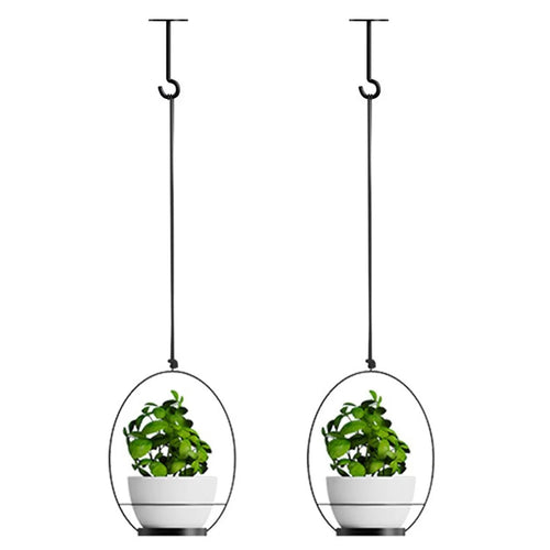 001 2-in-1 Hanging Planter Basket Wall-mounted Indoor Flower Pot Holder with Hooks - 1