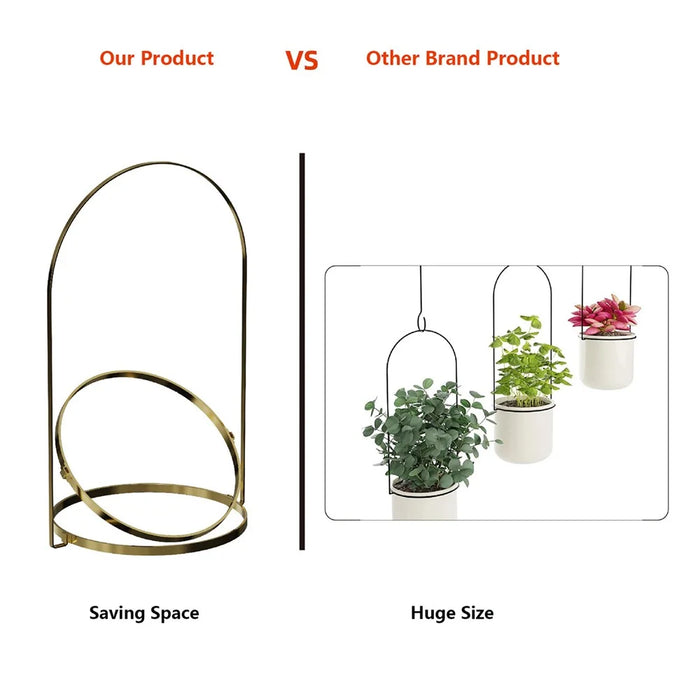 001- ZJY-PT3 Hanging Flower Pot Holder Movable Plant Hangers (Set of 3) - Golden Basin Ring - 2