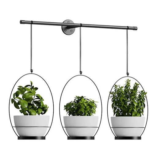 001- ZJY-GT3 ZJY-GT2 Set of 3 Hanging Plant Hangers Detachable Wall-Mounted Flower Pot Holder - Black - 1