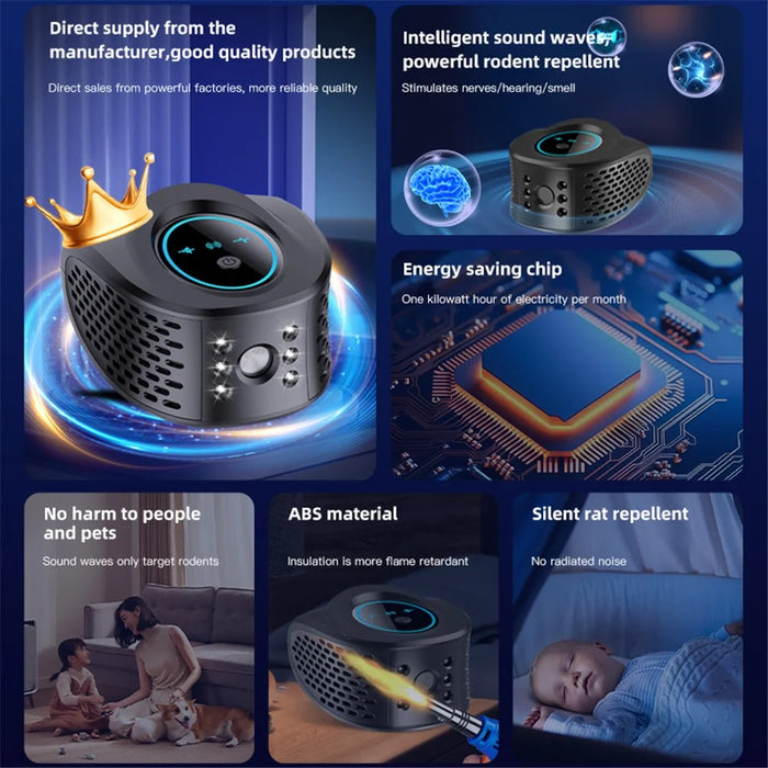 HS218 Mice Repellent Ultrasonic Pest Repeller Mouse Deterrent Rat Control for House Attic - Black / US Plug - 3