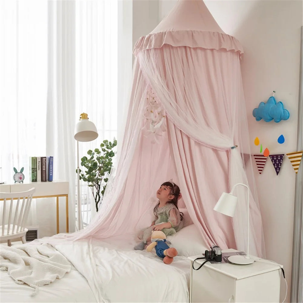 003 Polyester Bed Canopy Blackout Dome Bed Netting Canopy Dustproof Mosquito Net Bed for 1.8-2m Bed - Princess / Pink - 1