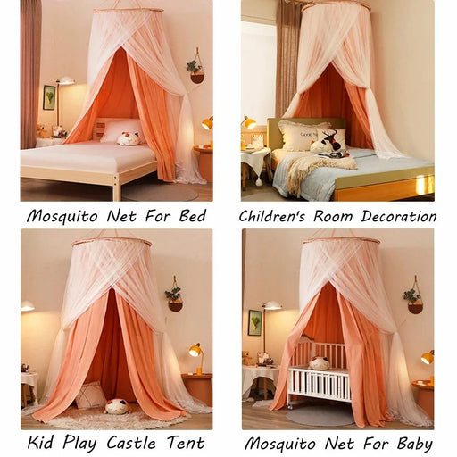 003 Polyester Bed Canopy Blackout Dome Bed Netting Canopy Dustproof Mosquito Net Bed for 1.8-2m Bed - Princess / Pink - 2