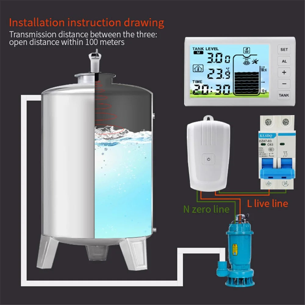 TS-FT001 Ultrasonic Liquid Level Meter Water Tank Level Temperature Meter Indoor Temperature Detector - 4