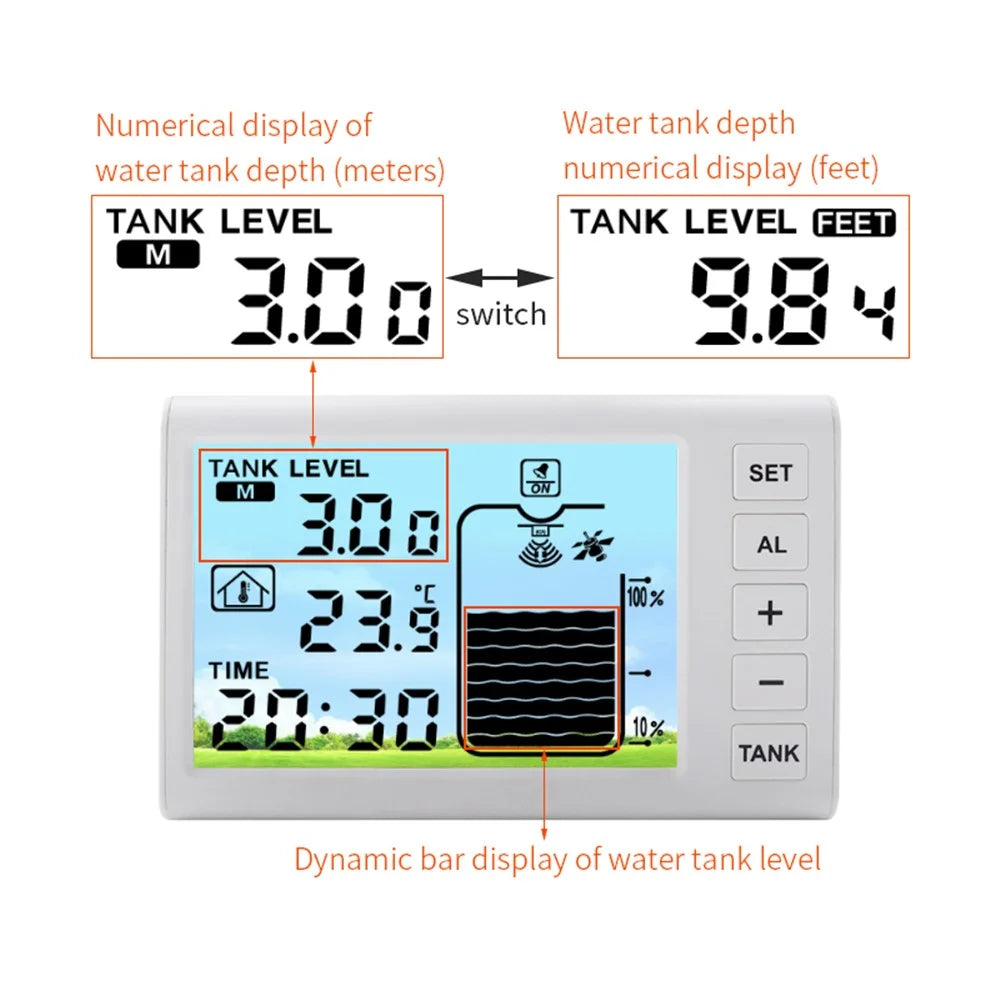 TS-FT001 Ultrasonic Liquid Level Meter Water Tank Level Temperature Meter Indoor Temperature Detector - 5