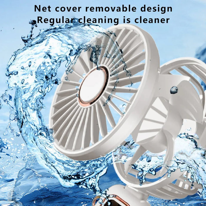 Portable Neck-Mounted Fan Rechargeable Desktop Personal Summer Cooler - White - 3