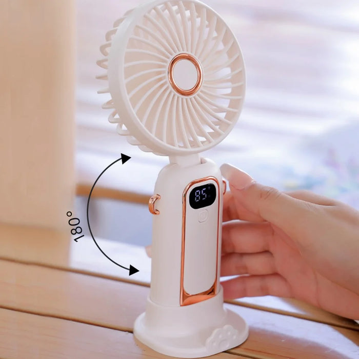 Portable Neck-Mounted Fan Rechargeable Desktop Personal Summer Cooler - White - 4