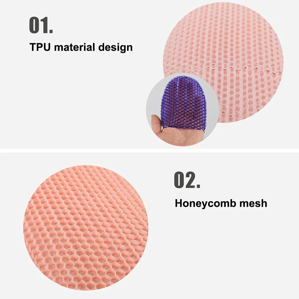 Exfoliating Bath Gloves TPU Skin Exfoliator for Body Exfoliating Body Scrub Gloves - Pink - 2