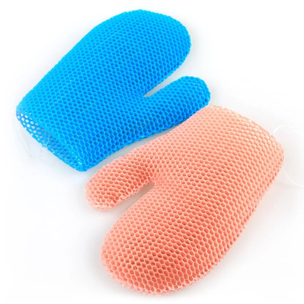Exfoliating Bath Gloves TPU Skin Exfoliator for Body Exfoliating Body Scrub Gloves - Pink - 4