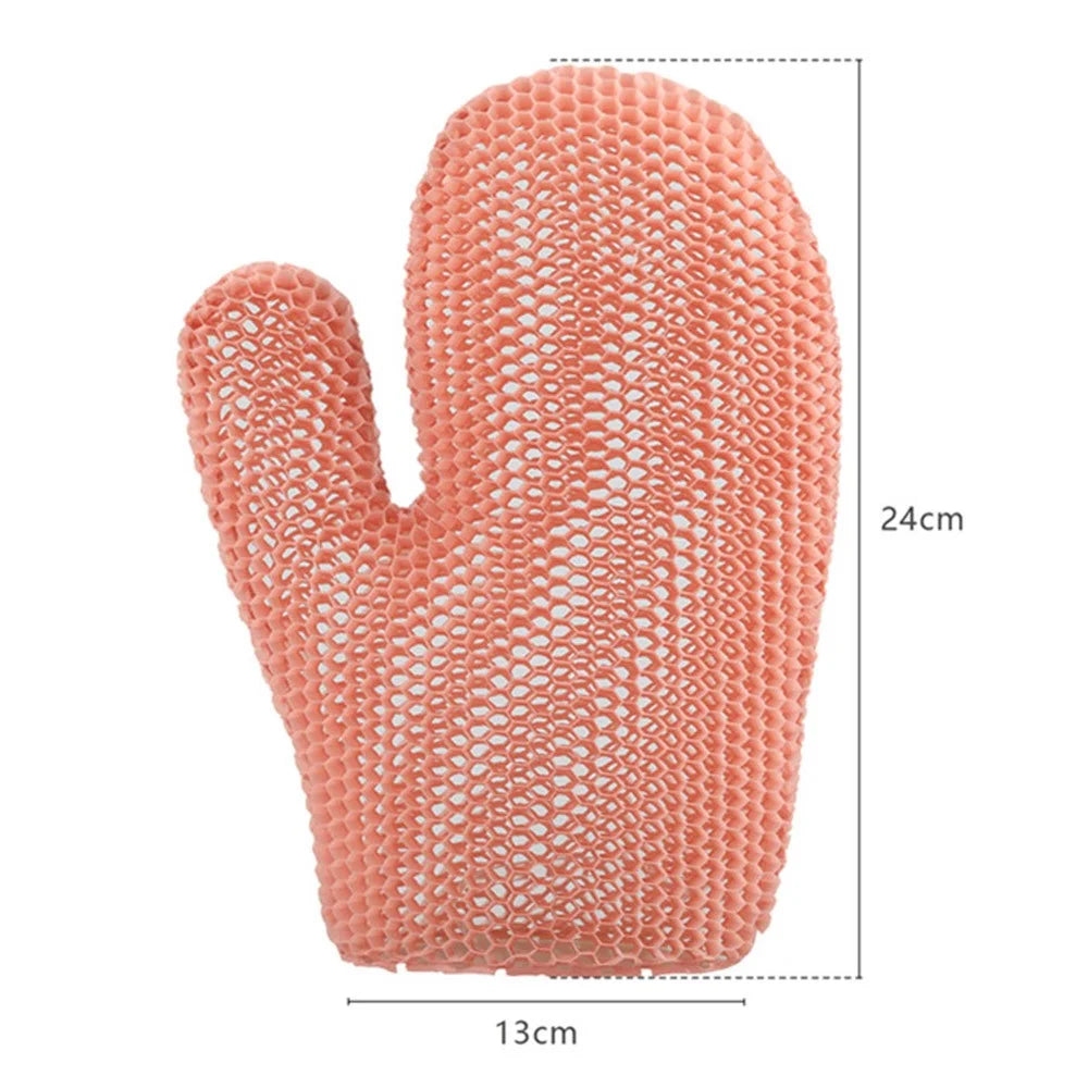 Exfoliating Bath Gloves TPU Skin Exfoliator for Body Exfoliating Body Scrub Gloves - Pink - 6