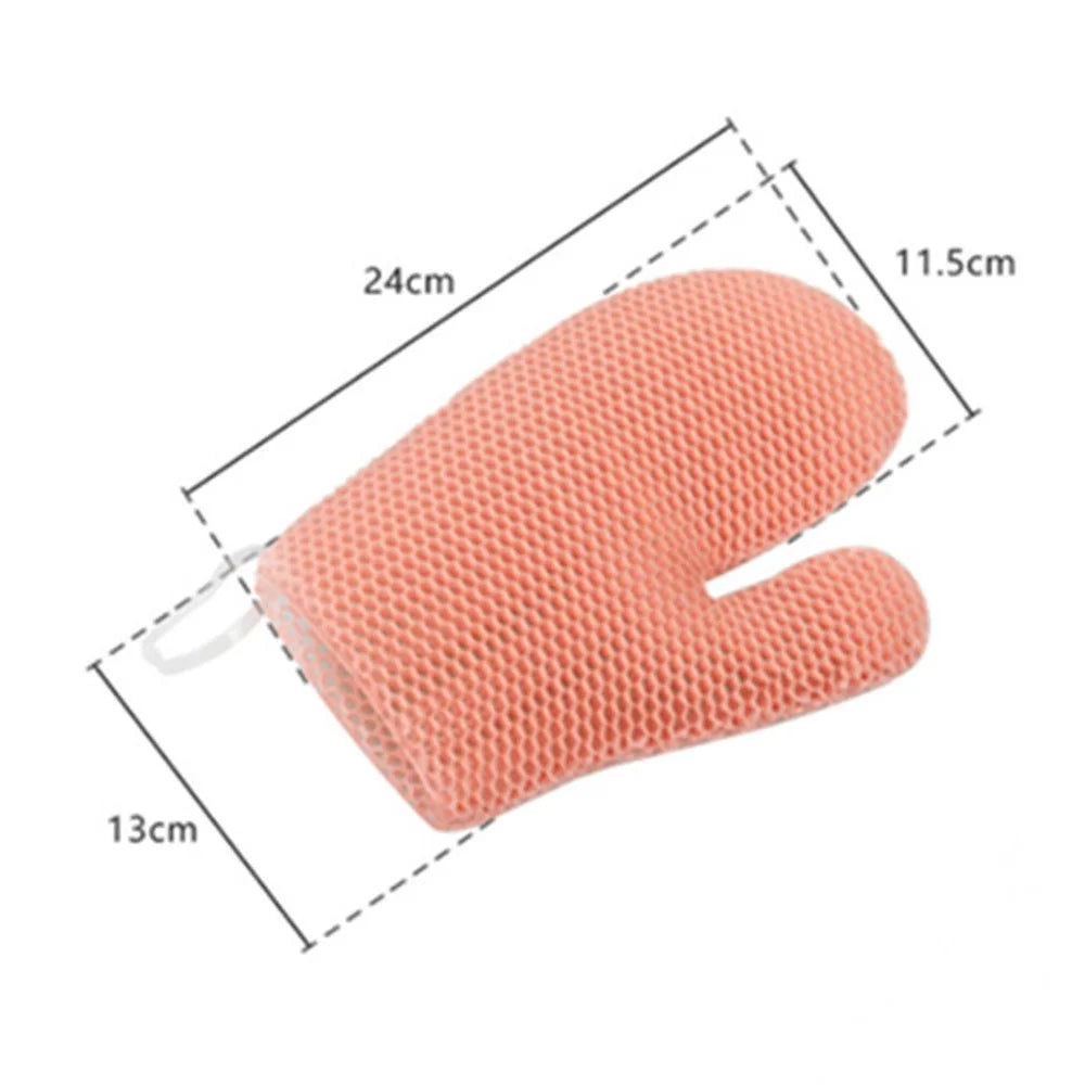 Exfoliating Bath Gloves TPU Skin Exfoliator for Body Exfoliating Body Scrub Gloves - Pink - 7