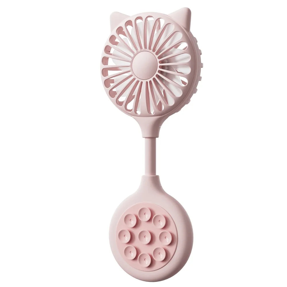 Cat Ear Design Foldable USB Fan Air Circulator Summer Cooler with Suction Cups - Pink - 1