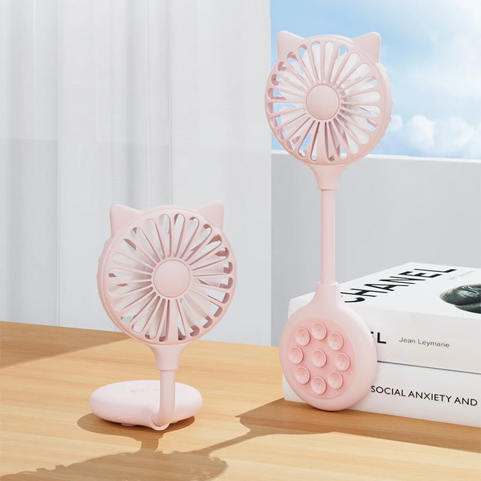Cat Ear Design Foldable USB Fan Air Circulator Summer Cooler with Suction Cups - Pink - 2