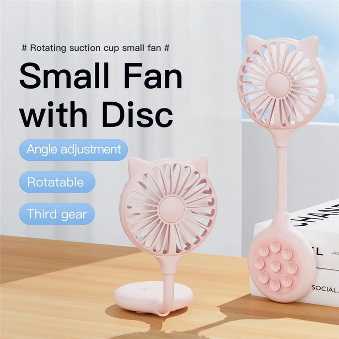 Cat Ear Design Foldable USB Fan Air Circulator Summer Cooler with Suction Cups - Pink - 3