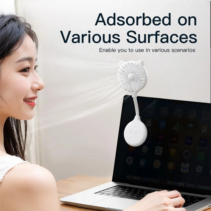 Cat Ear Design Foldable USB Fan Air Circulator Summer Cooler with Suction Cups - Pink - 4