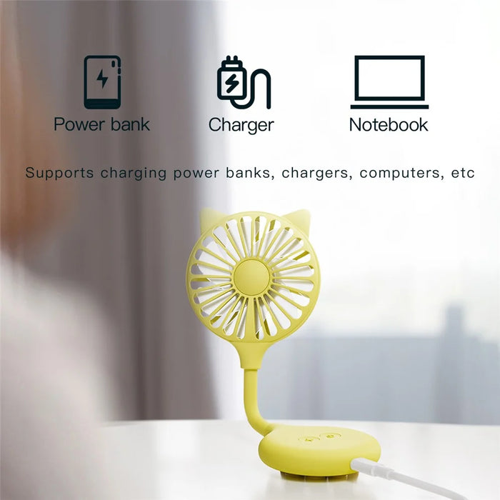 Cat Ear Design Foldable USB Fan Air Circulator Summer Cooler with Suction Cups - Pink - 7