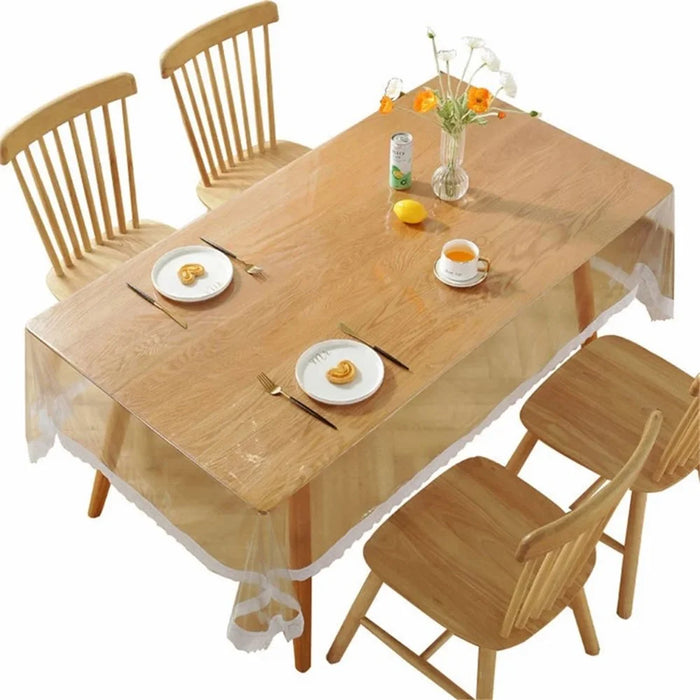 150x305cm Tabletop Cover Clear PVC Waterproof Oil-proof Square Tablecloth - 1