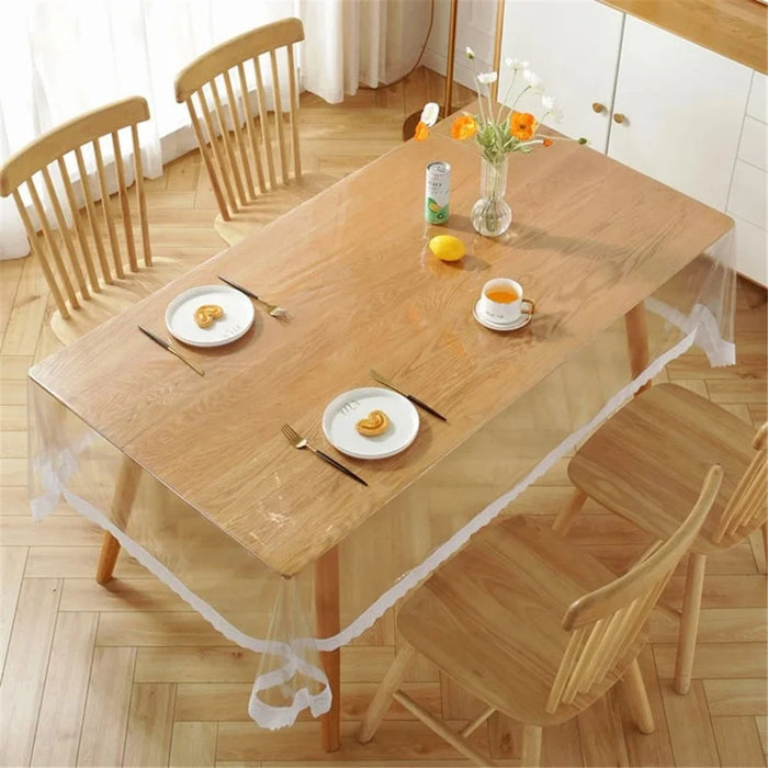 150x305cm Tabletop Cover Clear PVC Waterproof Oil-proof Square Tablecloth - 2