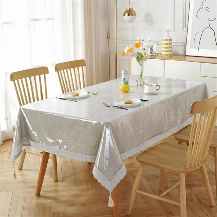 150x305cm Tabletop Cover Clear PVC Waterproof Oil-proof Square Tablecloth - 5