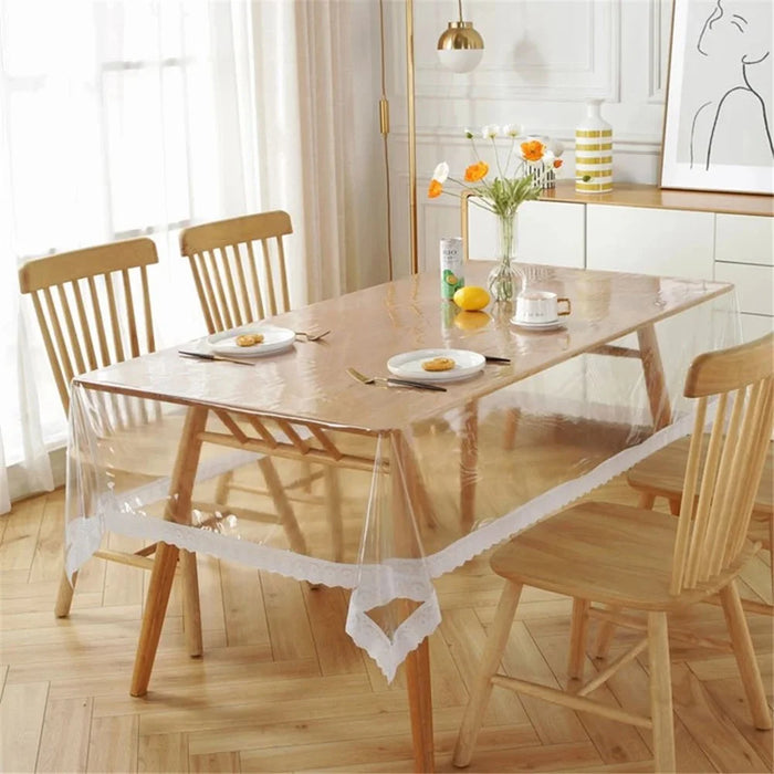150x305cm Tabletop Cover Clear PVC Waterproof Oil-proof Square Tablecloth - 6
