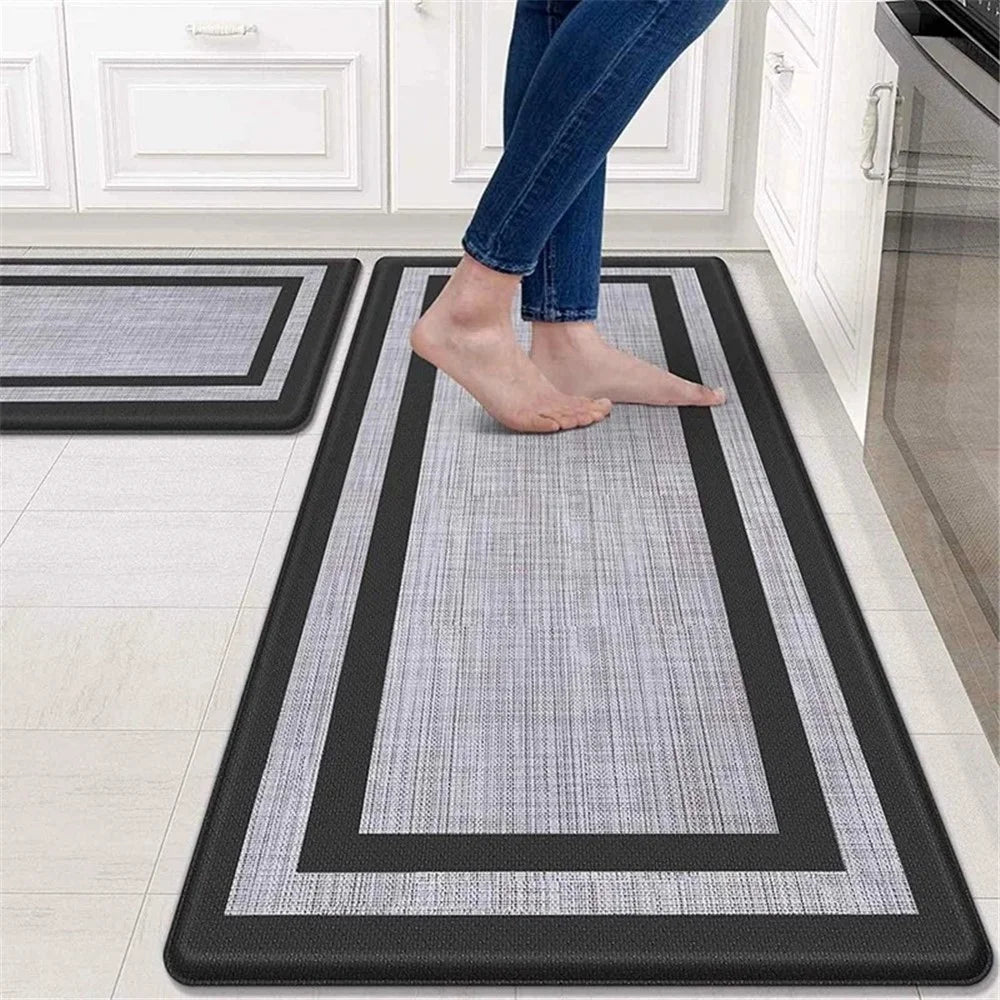 45x120cm Kitchen Mats for Floor Anti Fatigue Floor Cushioned Comfort Standing Rugs - Black - 1