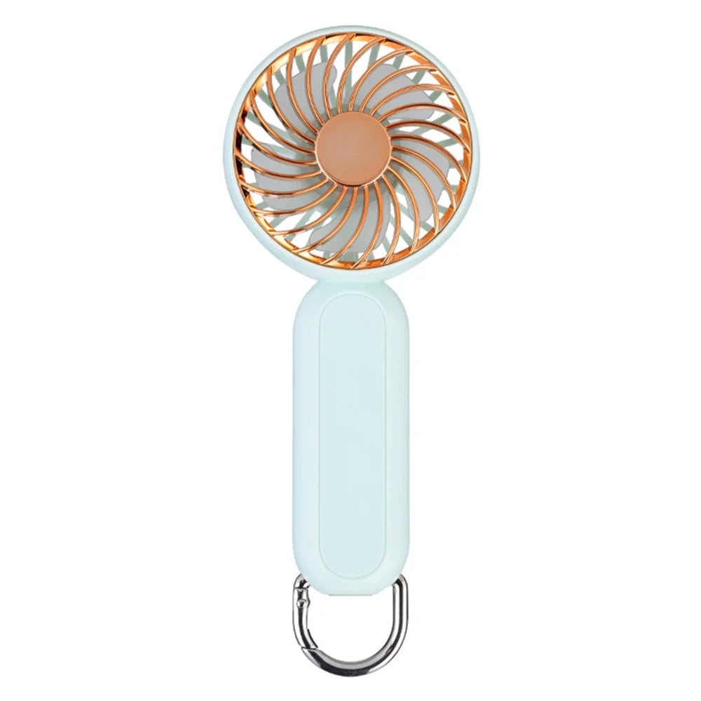Electroplated Handheld Fan Mini Summer Cooler Hanging Cooling Fan with Carabiner - Green - 1