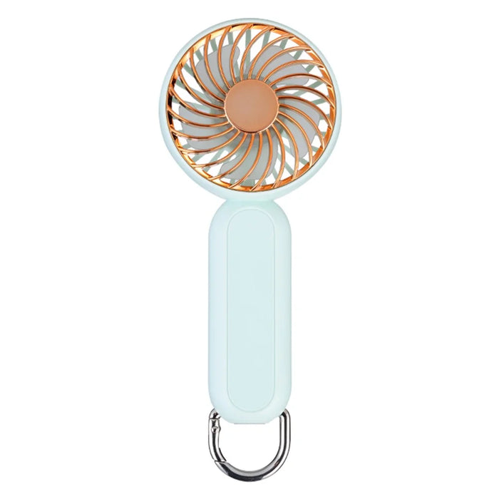 Electroplated Handheld Fan Mini Summer Cooler Hanging Cooling Fan with Carabiner - Green - 1