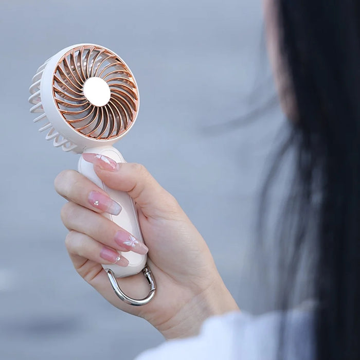 Electroplated Handheld Fan Mini Summer Cooler Hanging Cooling Fan with Carabiner - Green - 2
