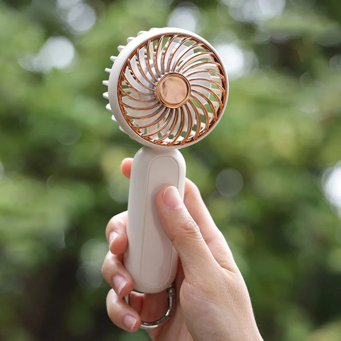 Electroplated Handheld Fan Mini Summer Cooler Hanging Cooling Fan with Carabiner - Green - 5