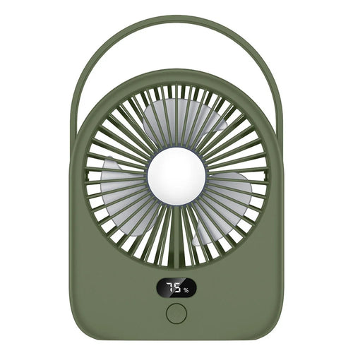 Rechargeable Silent Fan 1-5 Gear Desktop Fan Outdoors Small Camping Night Light - Green - 1