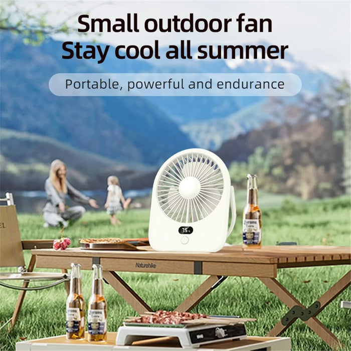 Rechargeable Silent Fan 1-5 Gear Desktop Fan Outdoors Small Camping Night Light - Green - 4