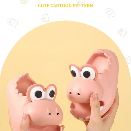 1 Pair Kids Dinosaur Slippers EVA Non-Slip Open Toe Sandals Cartoon Shape Design - Pink / 15cm - 2