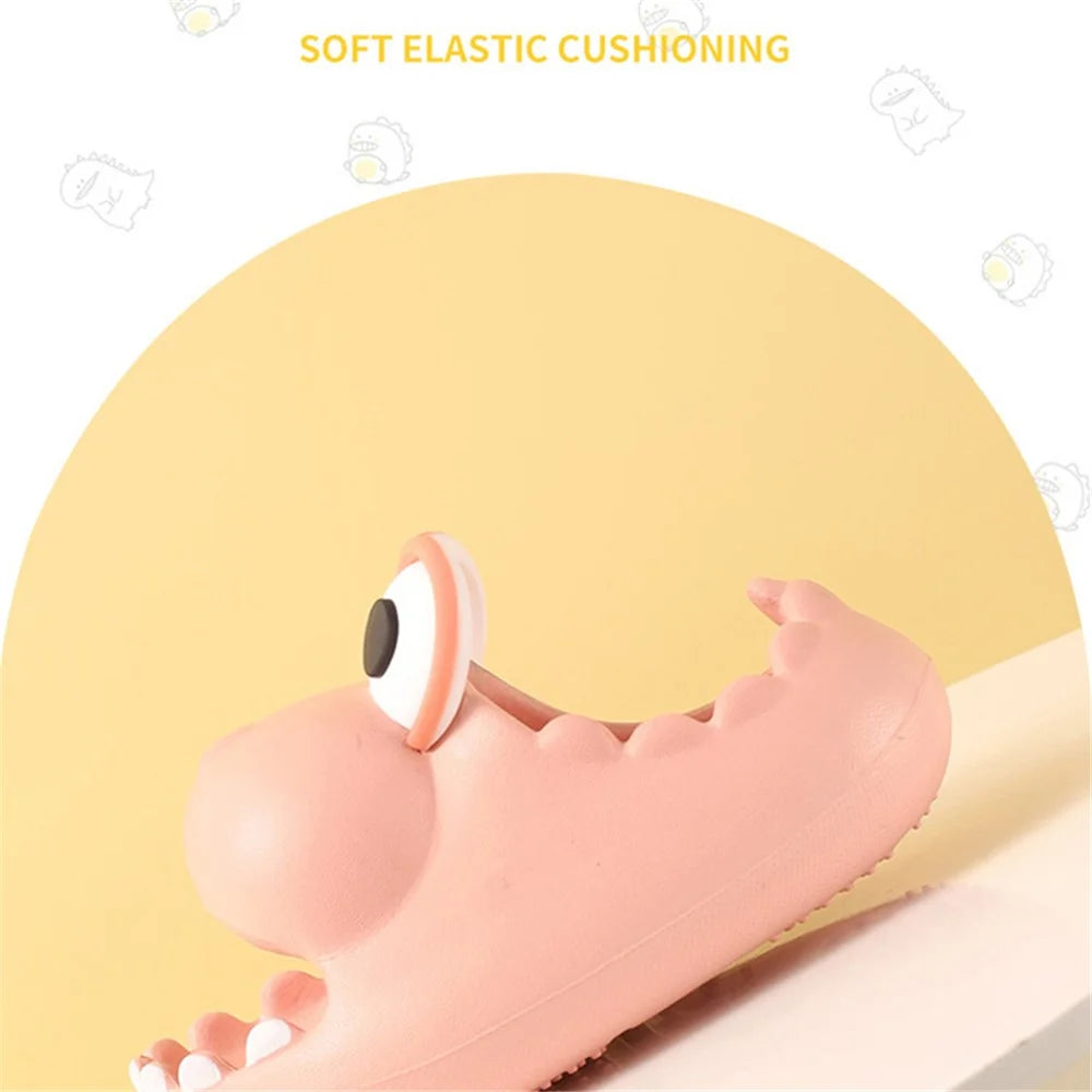 1 Pair Kids Dinosaur Slippers EVA Non-Slip Open Toe Sandals Cartoon Shape Design - Pink / 15cm - 6