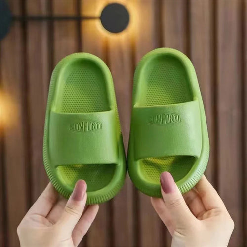 1 Pair Summer Children's Slippers Non-Slip PVC Slippers for Boys and Girls - Green / 24-25 - 1